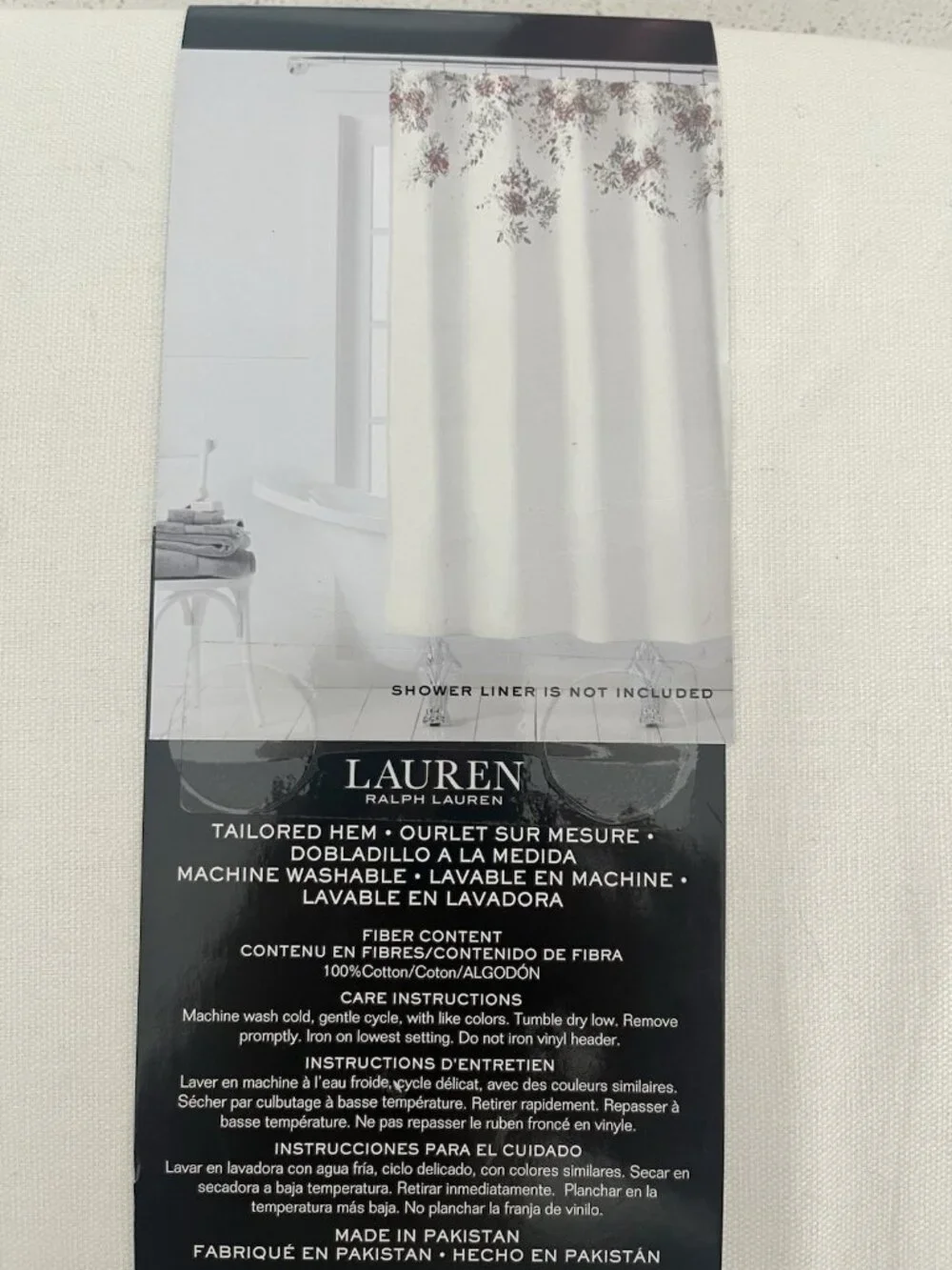 Lauren Ralph Lauren Floral Border Shower Curtain Cottagecore Rose Print 70x72